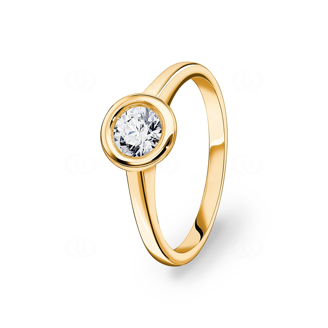 0.50 Karat GIA-Diamant Verlobungsring 750/18 K Gelbgold in Zargenfassung