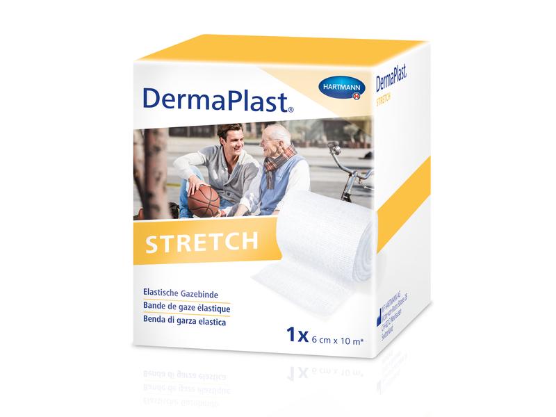 DermaPlast Gazebinde Stretch 1 Rolle à 6 cm x 10 m Elastische Gazebinde