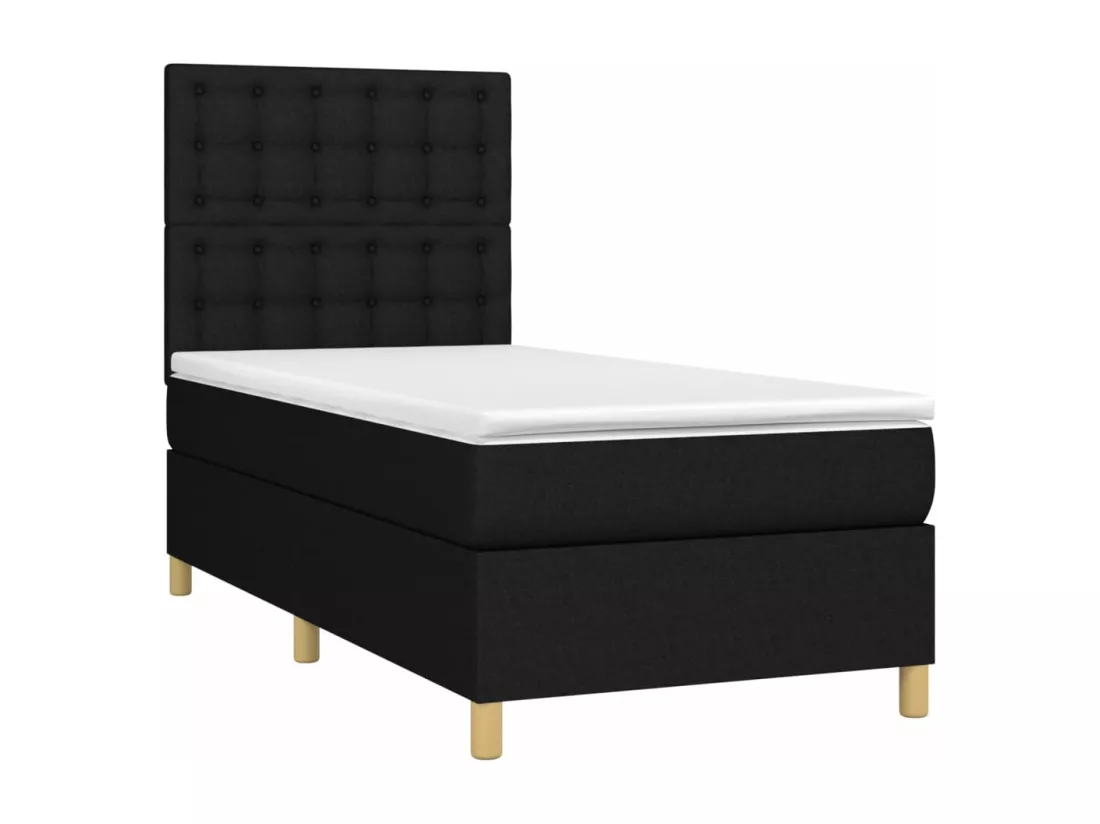 Sommier tapissier avec matelas et LED Noir 90x190 cm Tissu