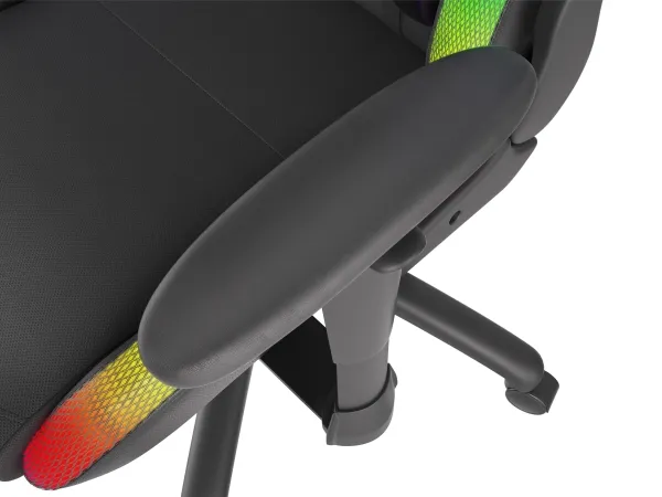 Genesis Trit 500 RGB - Stol - ergonomisk - lænestol - armstøtter - T-formet - vippe - drejeled - tekstil, PU syntetisk læder - sort