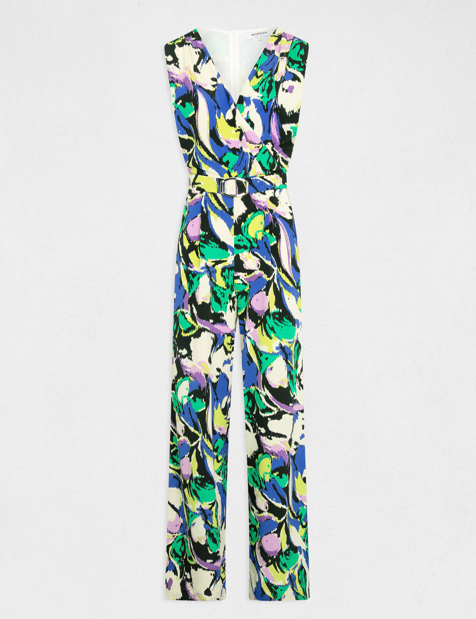 Combinaison jambe large imprimé abstrait multico femme - multico