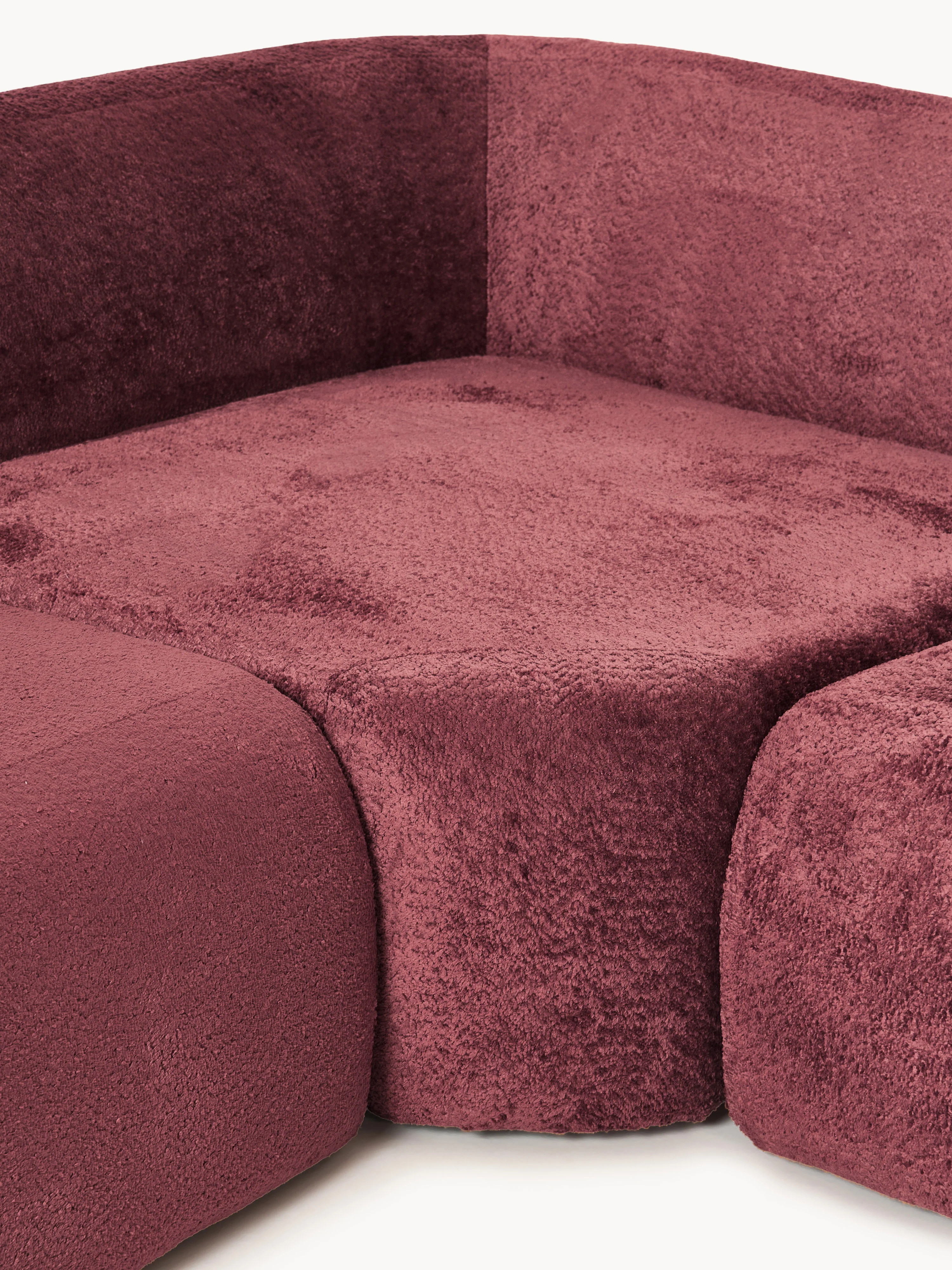 XL modulaire teddy bouclé hoekbank Wolke (4-zits) met chaise longue