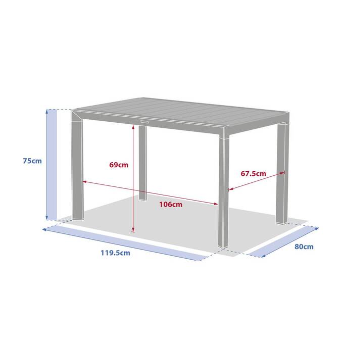 Table de jardin rectangulaire EVASION Lin / Vert laurier