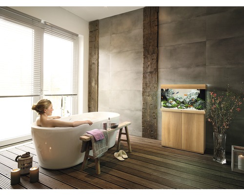JUWEL Rio 125 aquarium met LED-verlichting, pomp, filter, verwarming (zonder kast), licht hout