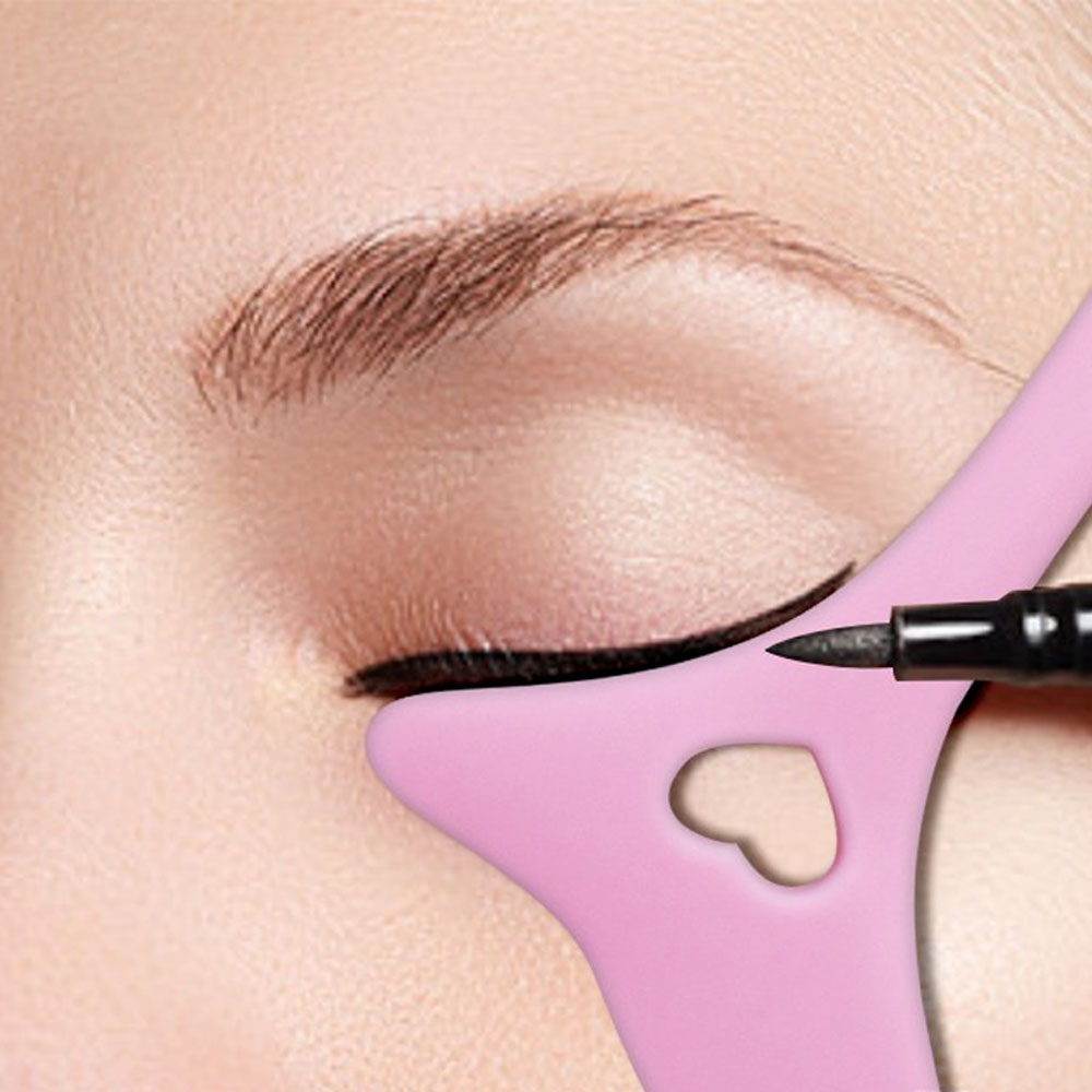 4in1 Silikon Eyeliner Schablone Make Up Applikator inkl. Creme Löffel - Rosa