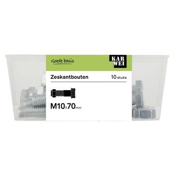 KARWEI zeskantbout deeldraad M10x70 mm 10 stuks