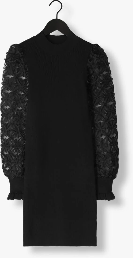 Y.A.S. zwarte y.a.s. mini jurk yasfrillme ls knit dress
