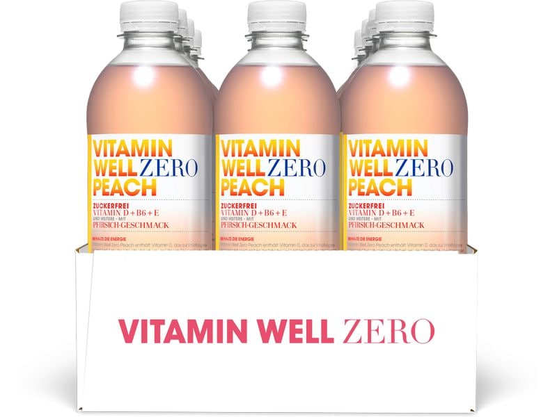 VITAMIN WELL Zero Peach 12 x 0.5 l Vitamin-Erfrischungsgetränk