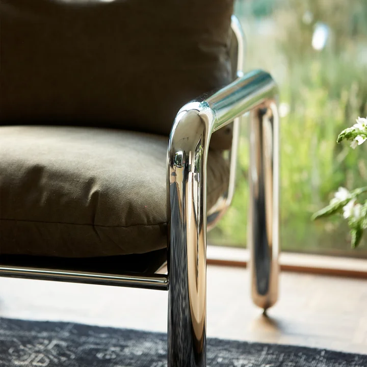 HKliving - Chrom- Loungesessel, samtbraun