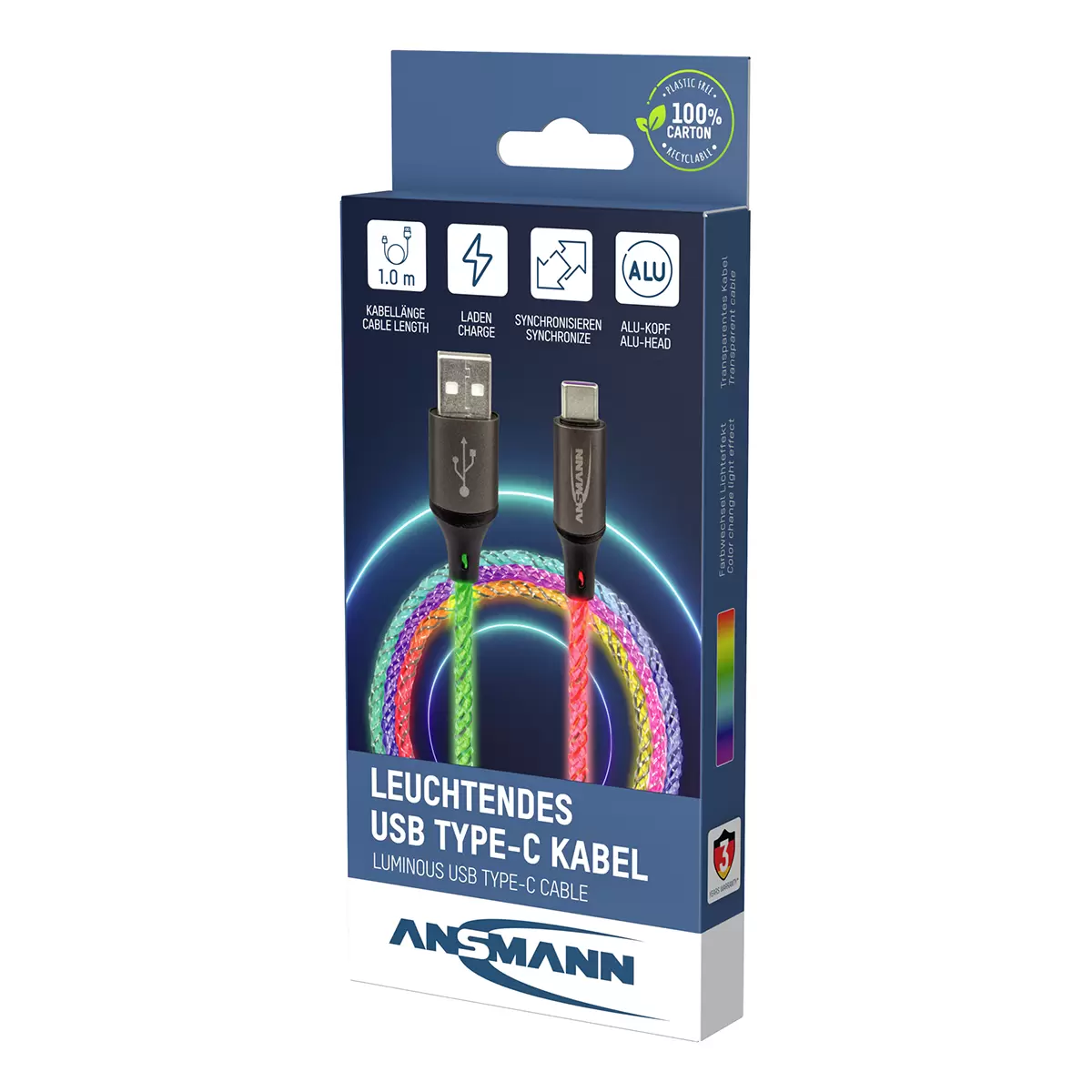 USB A auf USB C Kabel ANSMANN Bunt