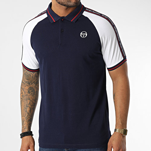 Polo Manches Courtes A Bandes Meridiano Bleu Marine