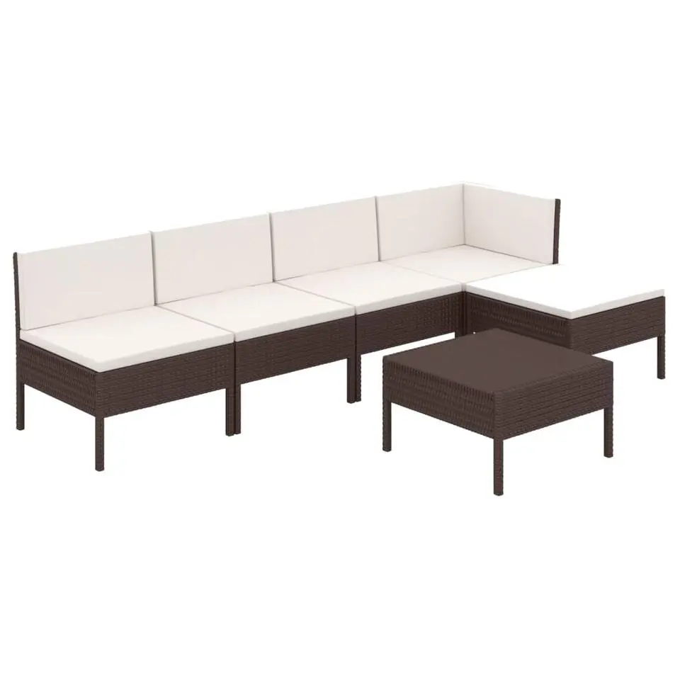 vidaXL - Loungeset - Bruin - Poly rattan - 6 stuks - Met kussens