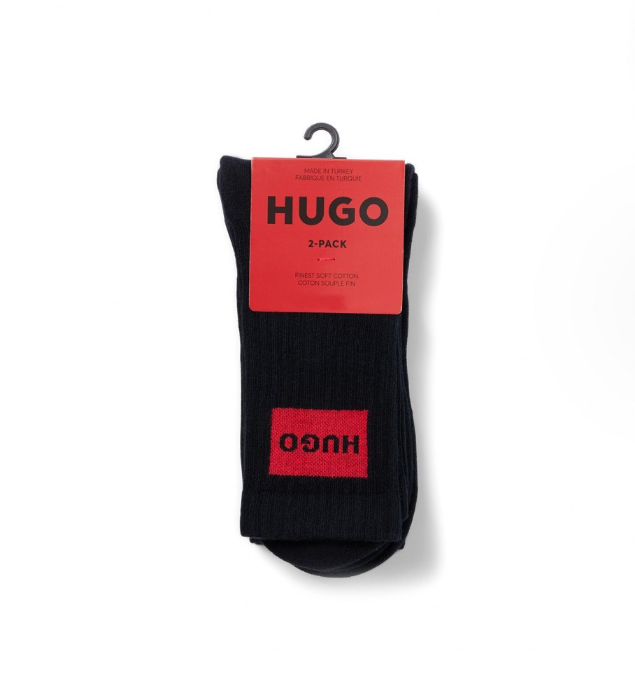 Meias HUGO com logotipo preto