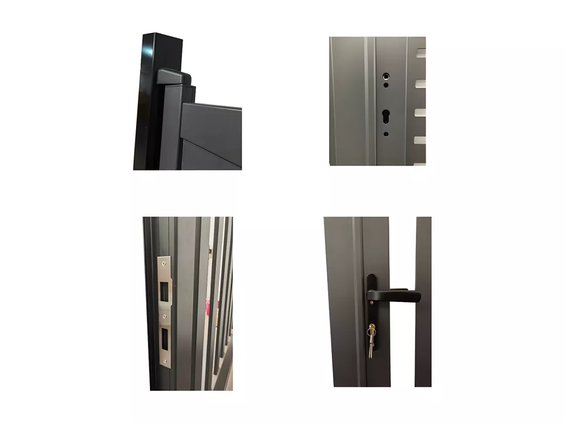 Portail électrique battant aluminium semi ajouré à motifs L407 x H187 cm anthracite LABRIT II