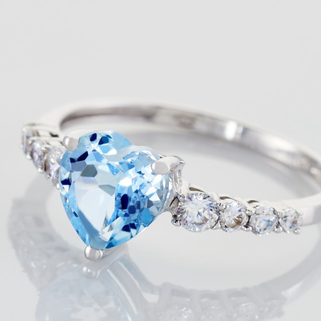 Bague Fany Or Blanc Topaze Et Oxyde De Zirconium