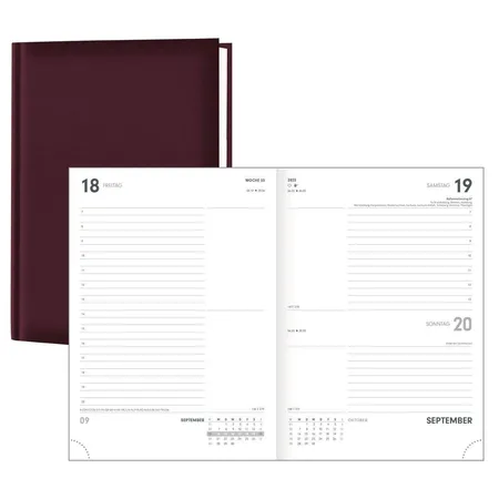 Idena Buchkalender A5 Basic burgund FSC-Mix, 2023