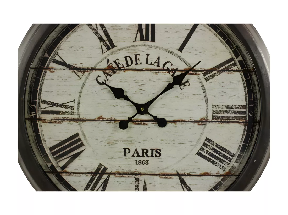 Grande horloge ancienne murale café de la gare Fer Noir - Décoration d'Autrefois