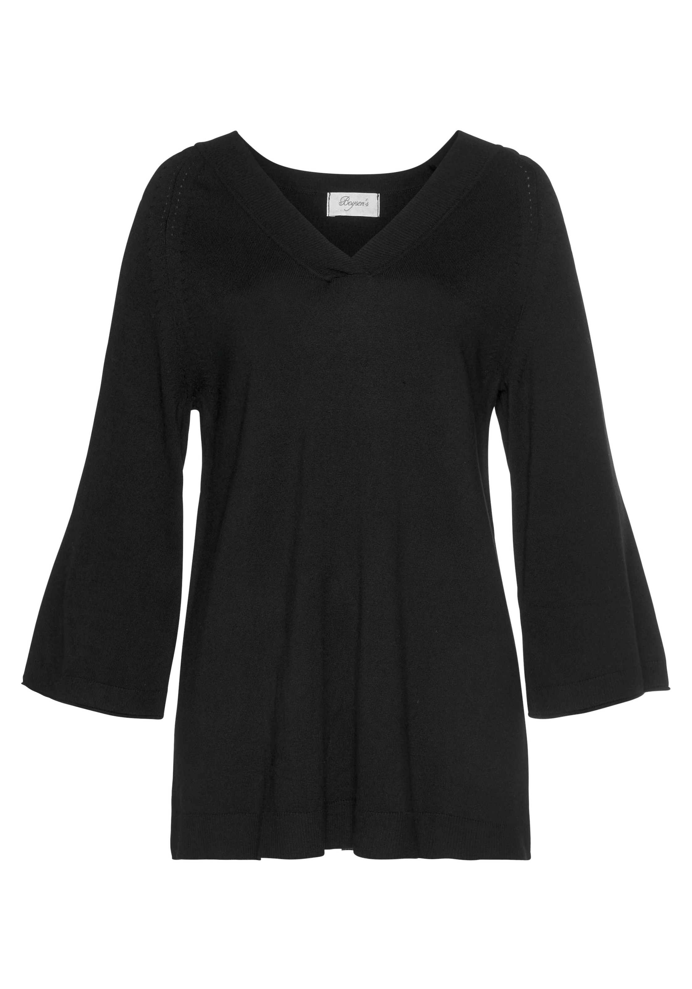 Boysen's V-Ausschnitt-Pullover , in leichter A-Form mit 3/4-Ärmeln
