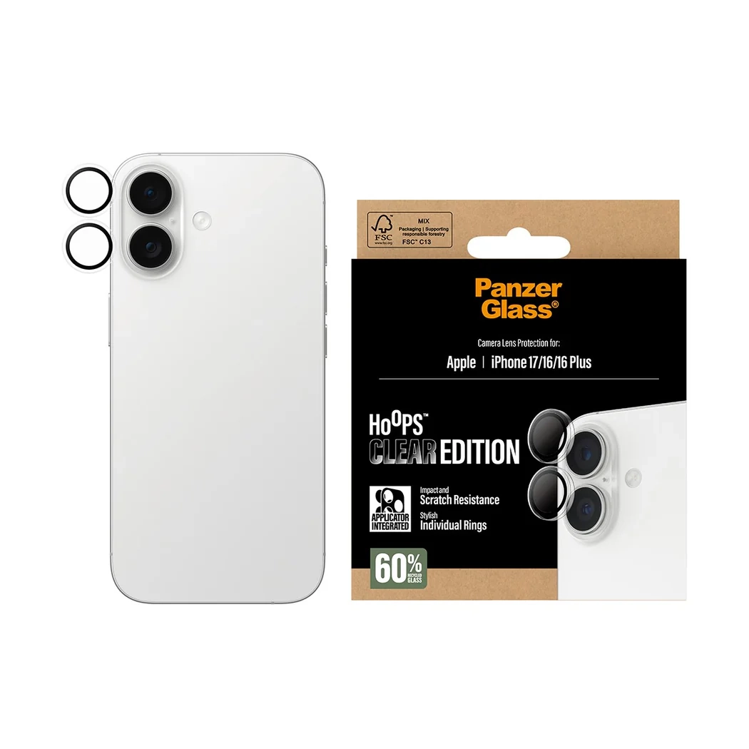 Hoops iPhone 17 Kameraschutz Objektiv Ring Protector Abdeckung (PG75123) - Transparent