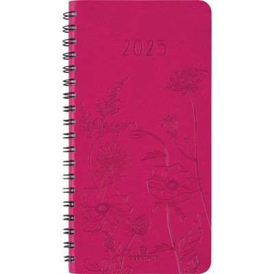 Agenda de poche spiralé Primrose - 1 semaine sur 2 pages - 9,5 x 17 cm - fuchsia - Oberthur