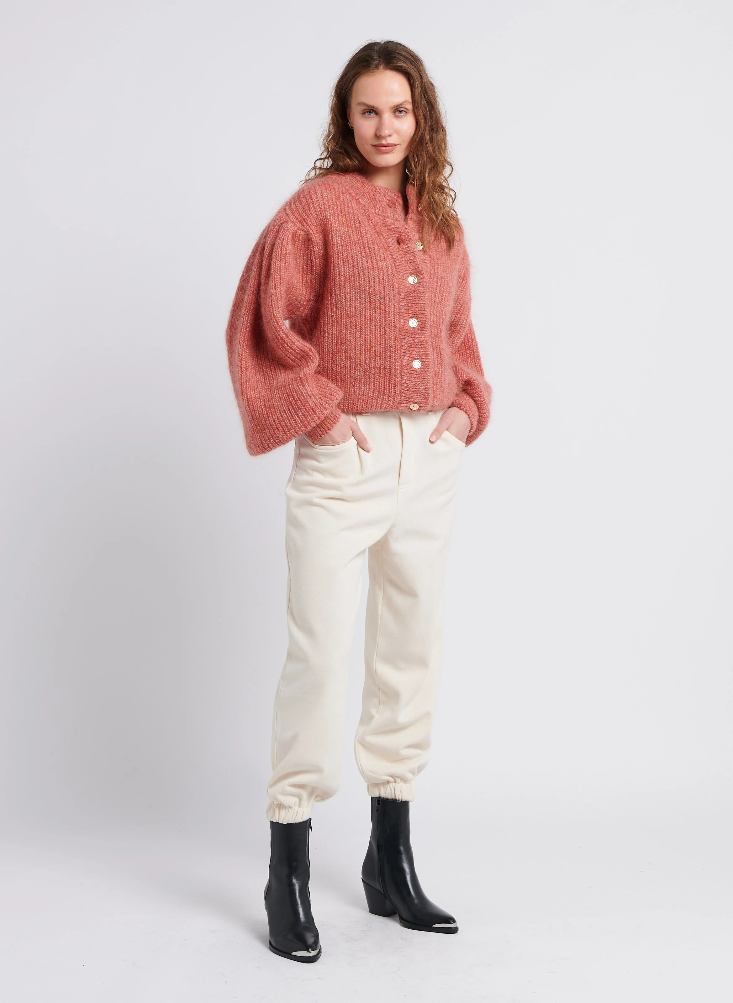 XENIA - Jogging taille haute en coton mélangé | Blanc