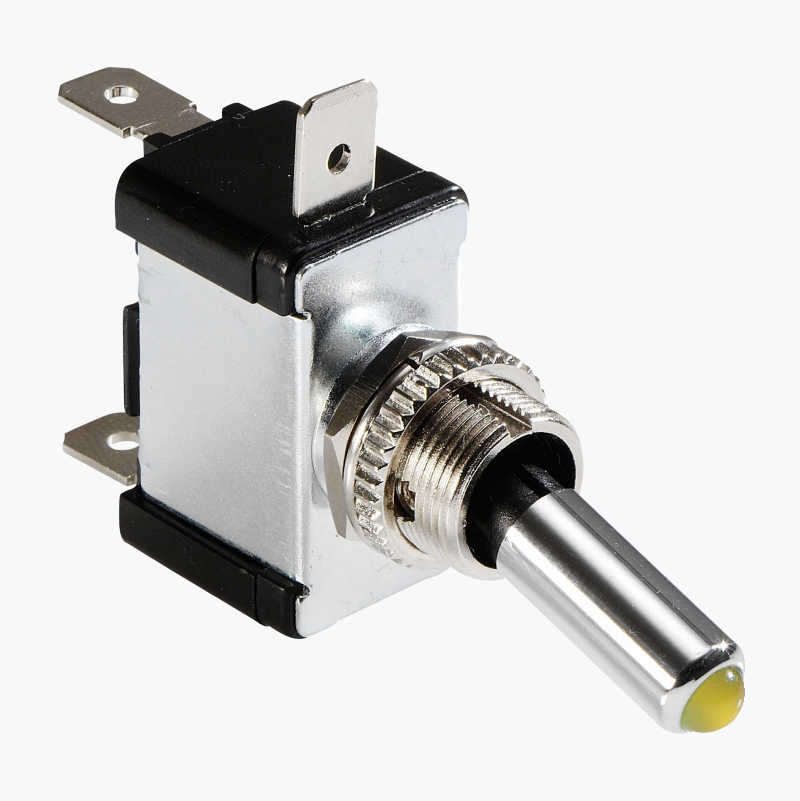 Vippestrømbryter, grønn diode, 12 V, 20 A