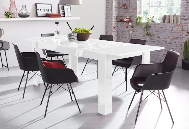INOSIGN Esstisch »Prisma 137x90 cm, Esszimmertisch, ausziehbar, erweiterbar auf 185 cm« rechteckig,Tischplatte Stärke 22 mm u. mit elegantem Siebdruck