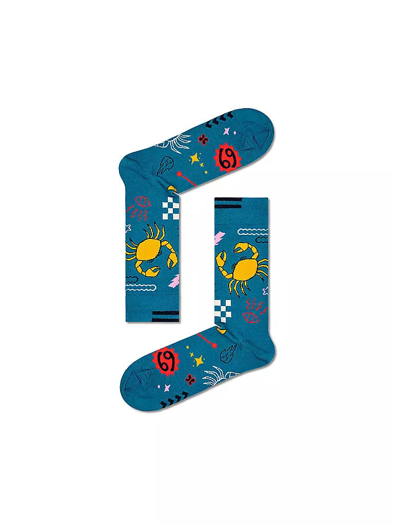 HAPPY SOCKS Herren Socken KREBS 41-46 white petrol