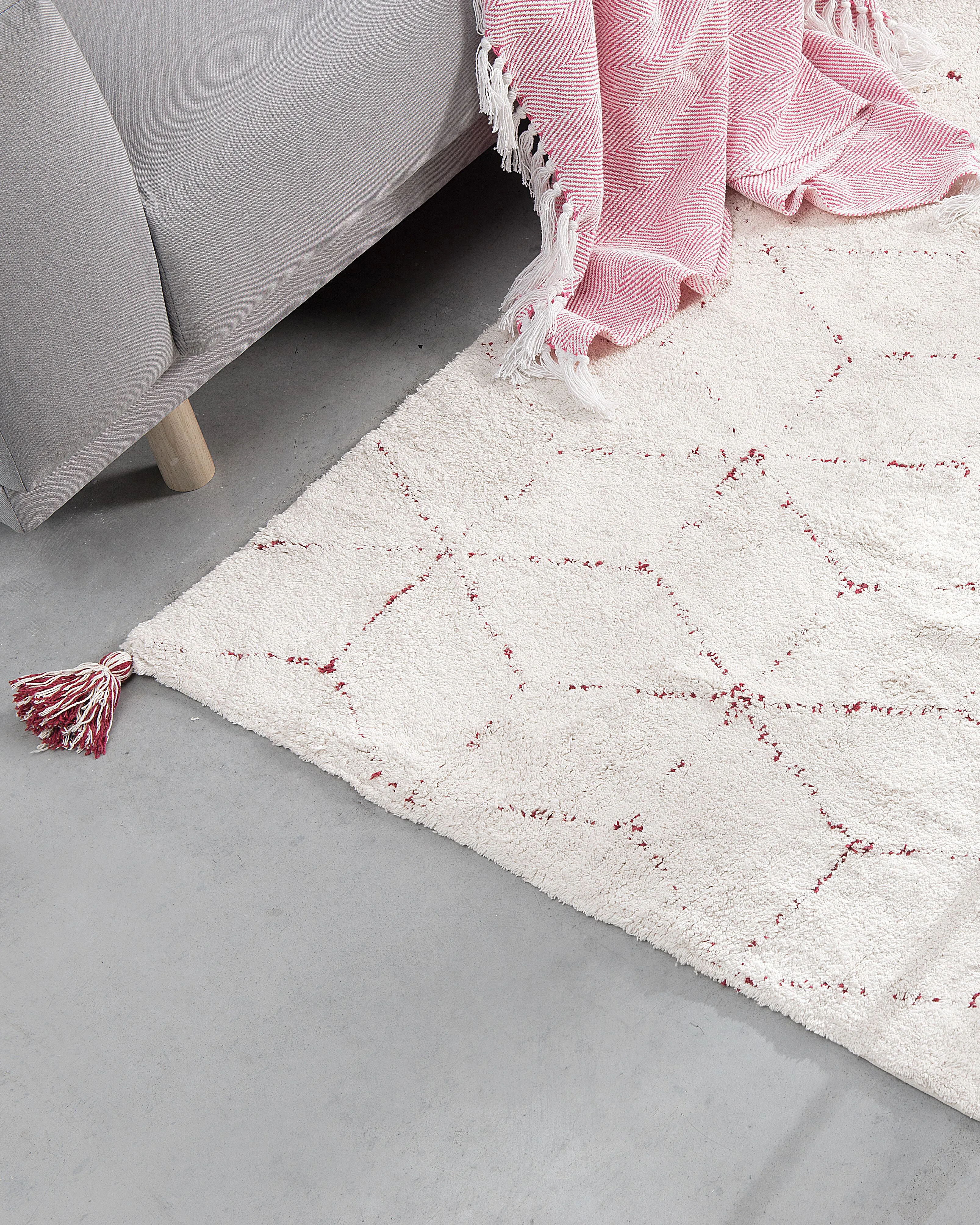 Vloerkleed SAKARYA Wit 140 x 200 cm Katoen