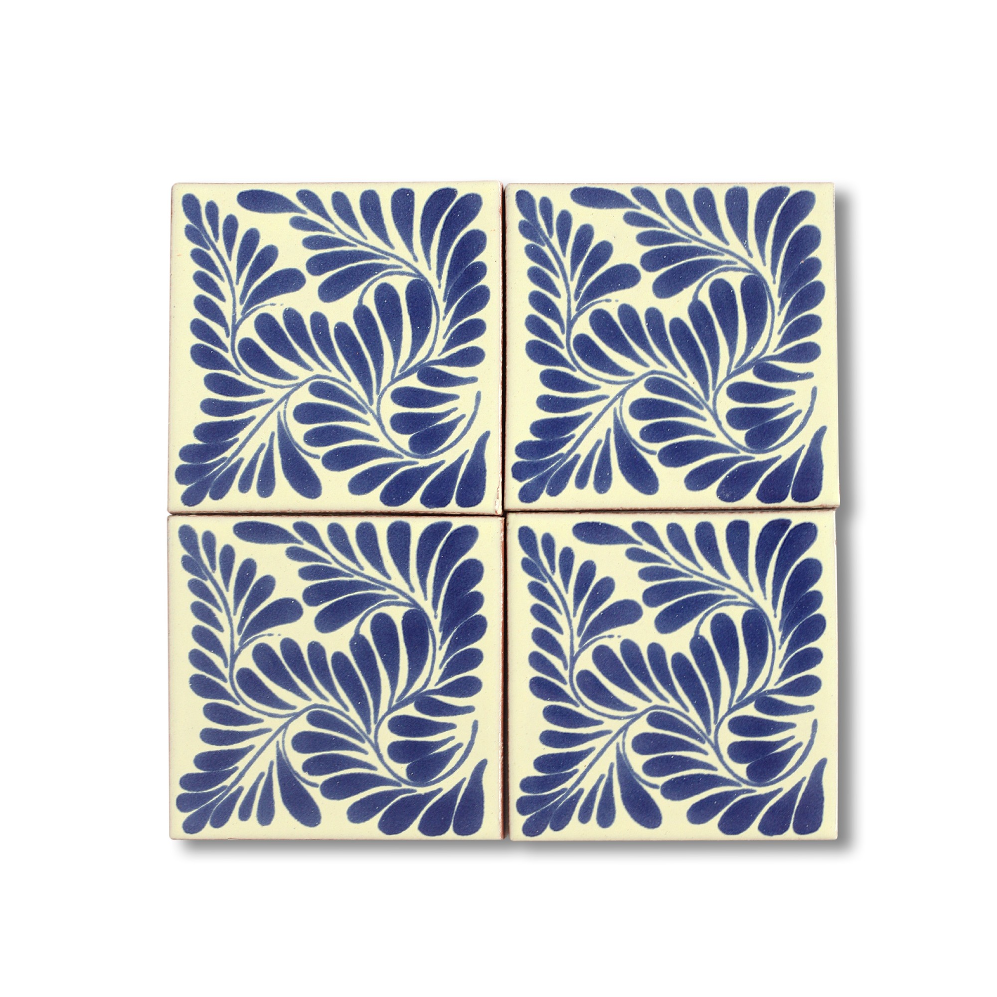Kachel 'Hoja', blau, weiß, T 10 cm, B 10 cm, H 0,5 cm von fischer's lagerhaus