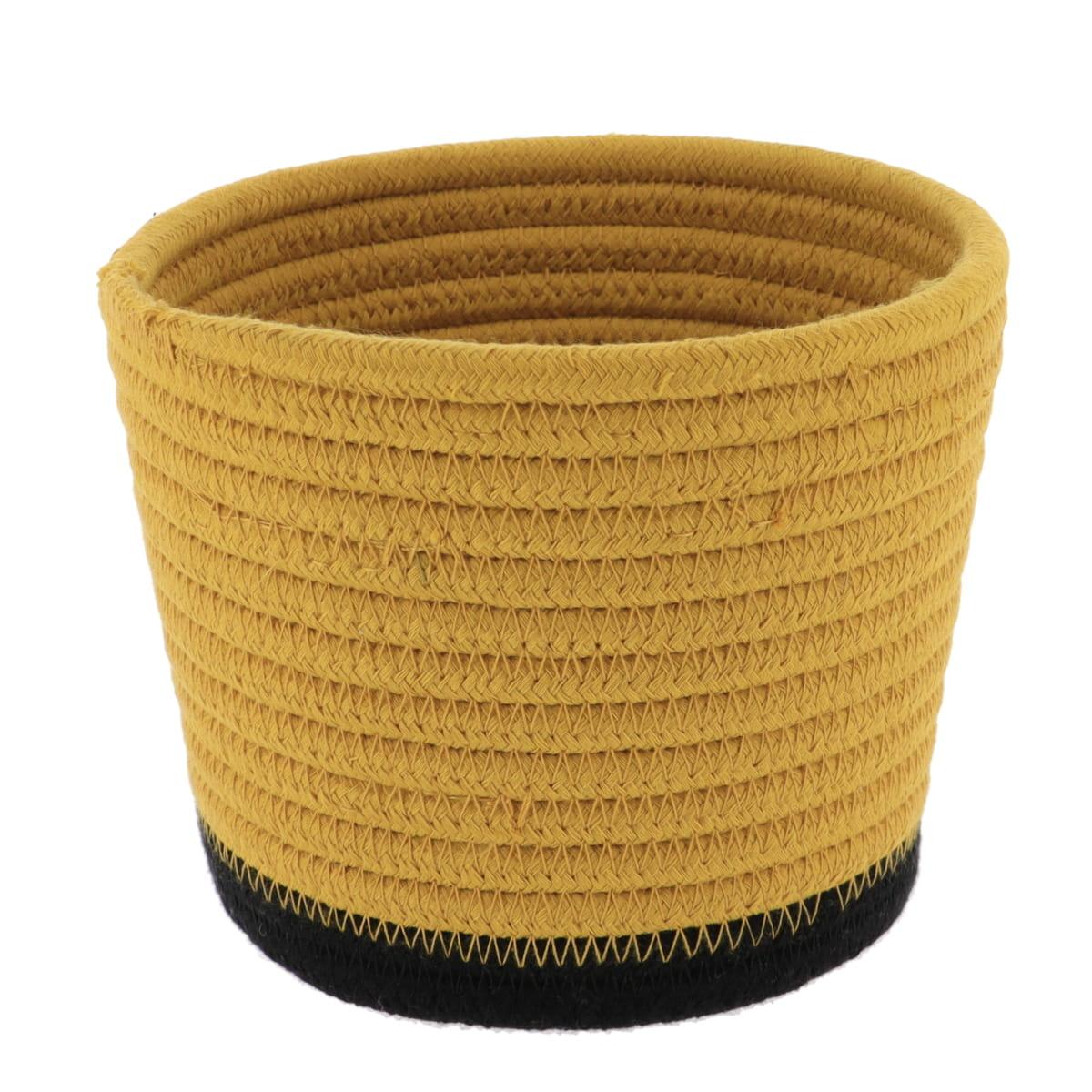 PANIER ROND COTON OCRE NOIR D.15X12CM