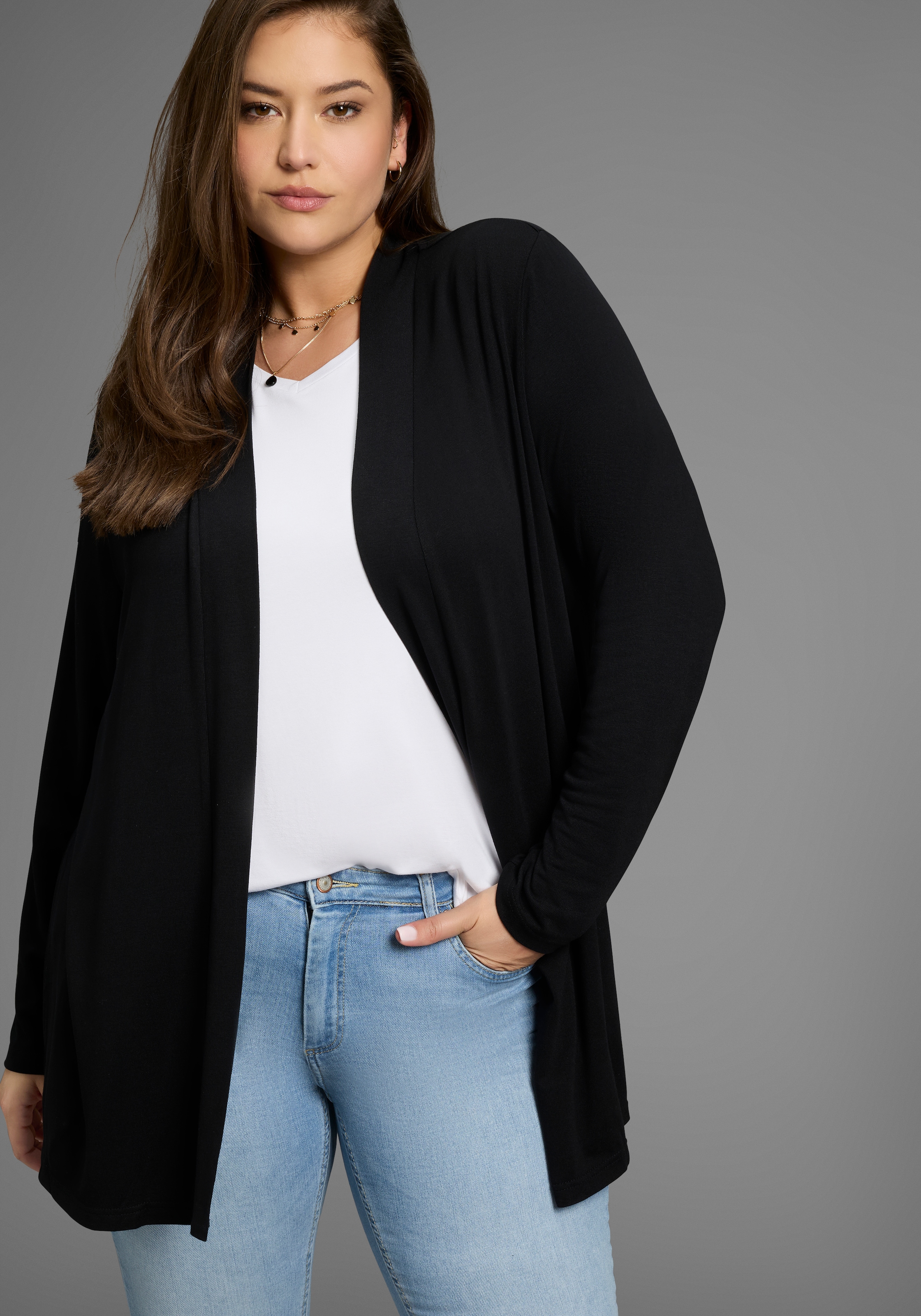 Laura Scott CURVE Strickjacke , aus angenehmem Jerseymaterial - GROSSE GRÖSSE