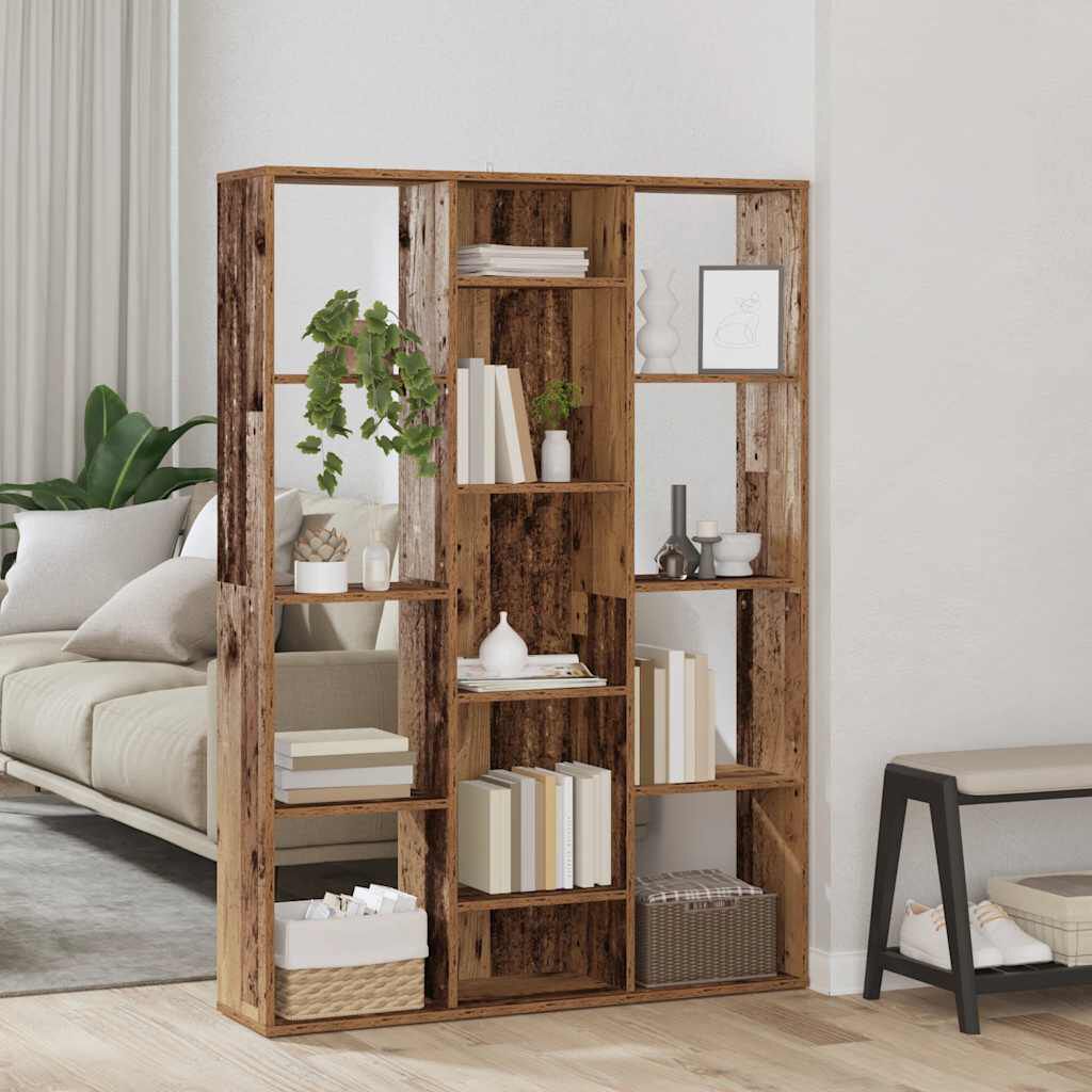 vidaXL Boekenkast/Boekenkast met Verdeelde Boeken, Antiek Hout, 100x24x140 cm