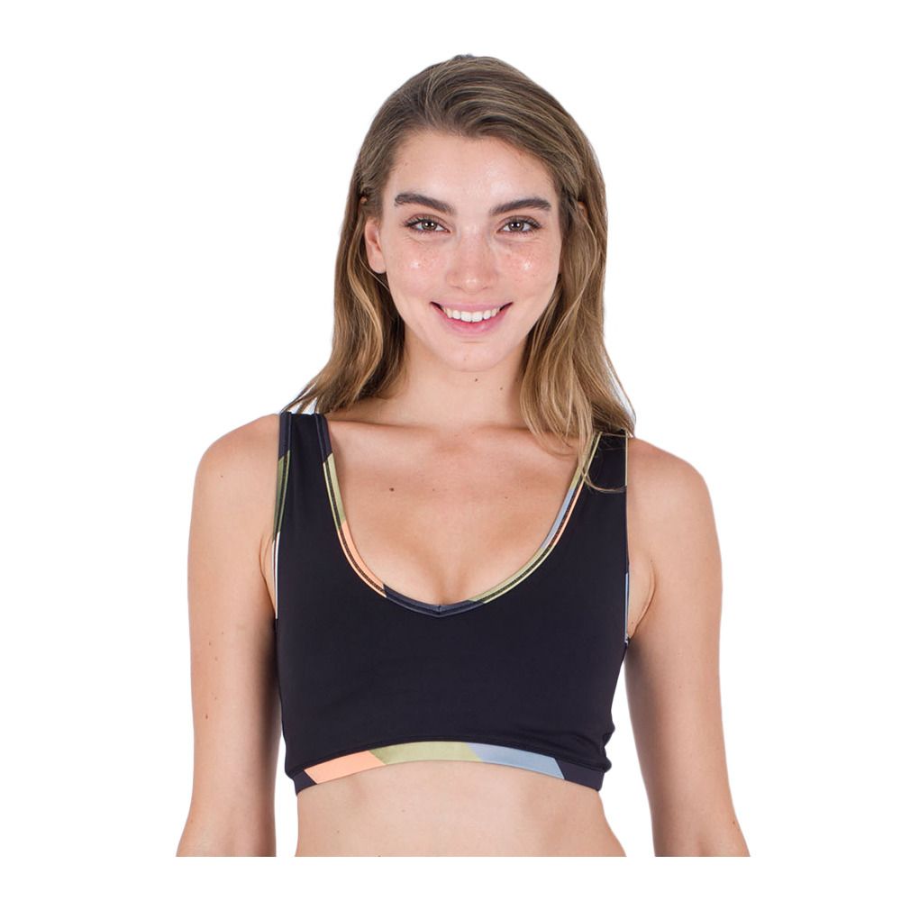 Hurley SLANTED V NECK - Brassière Femme citadel blue