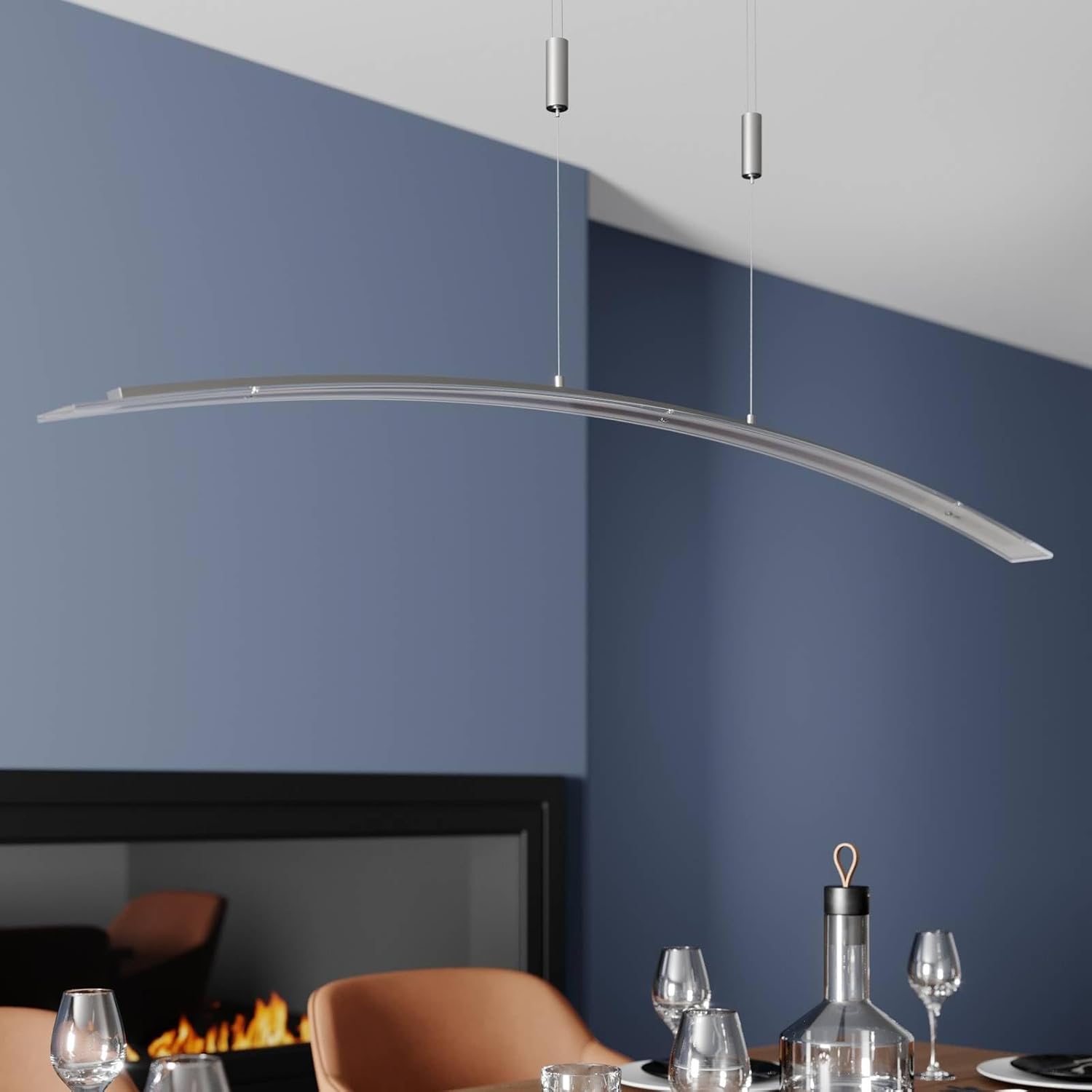 Lindby LED Manon (Modern) in Alu aus Glas (1 flammig,) Wohnzimmerleuchte
