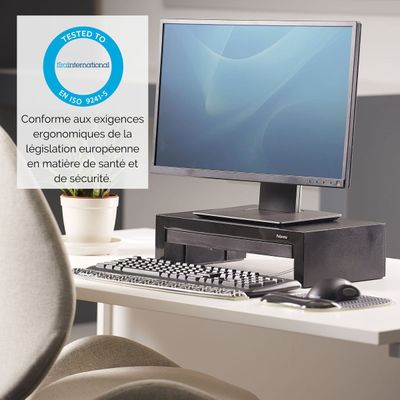 Fellowes Designer Suites - Support pour écran jusqu'à 21'' - réglable en hauteur - avec rangement - surface antidérapante