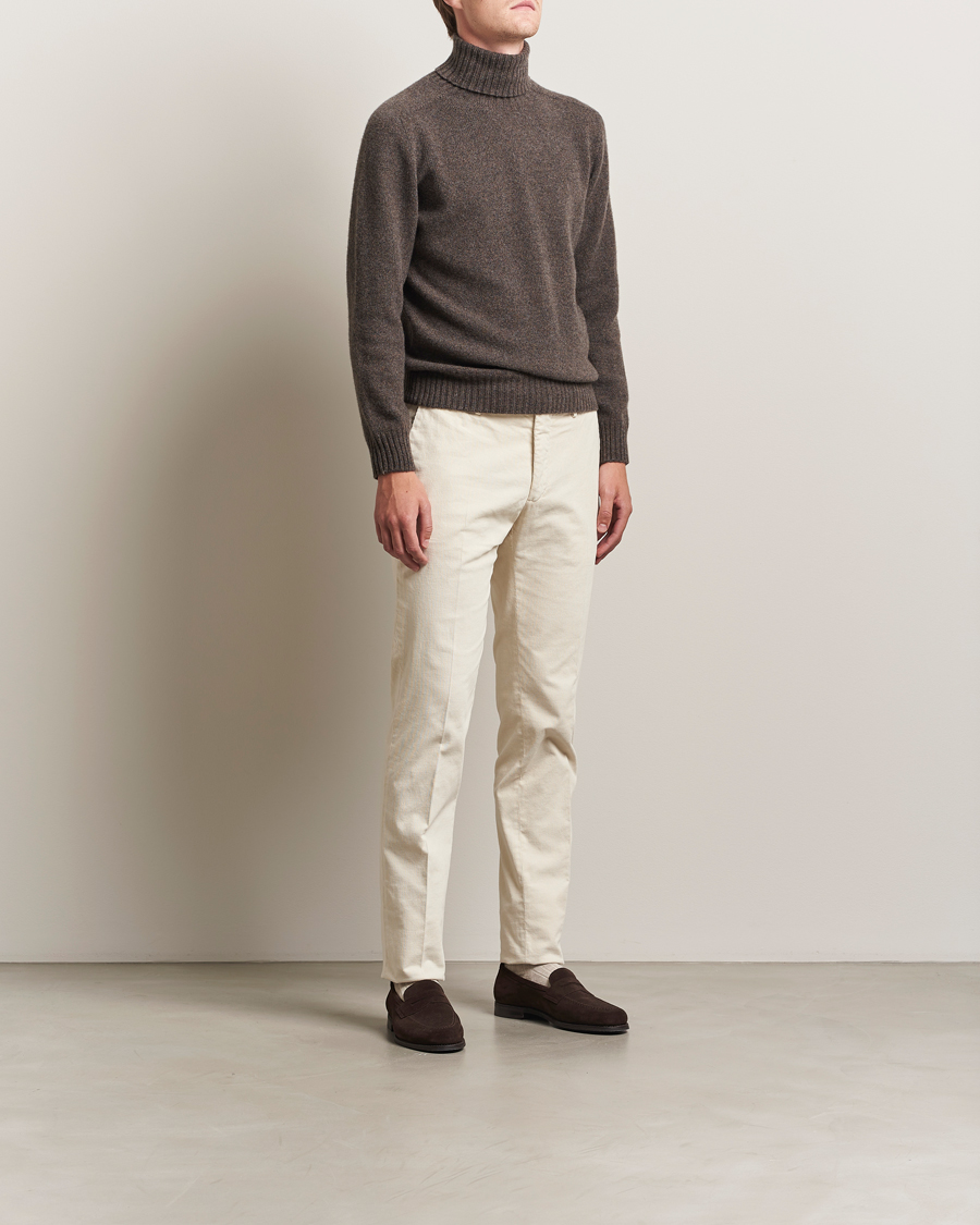 Incotex Slim Fit Baby Corduroy Trousers Off White