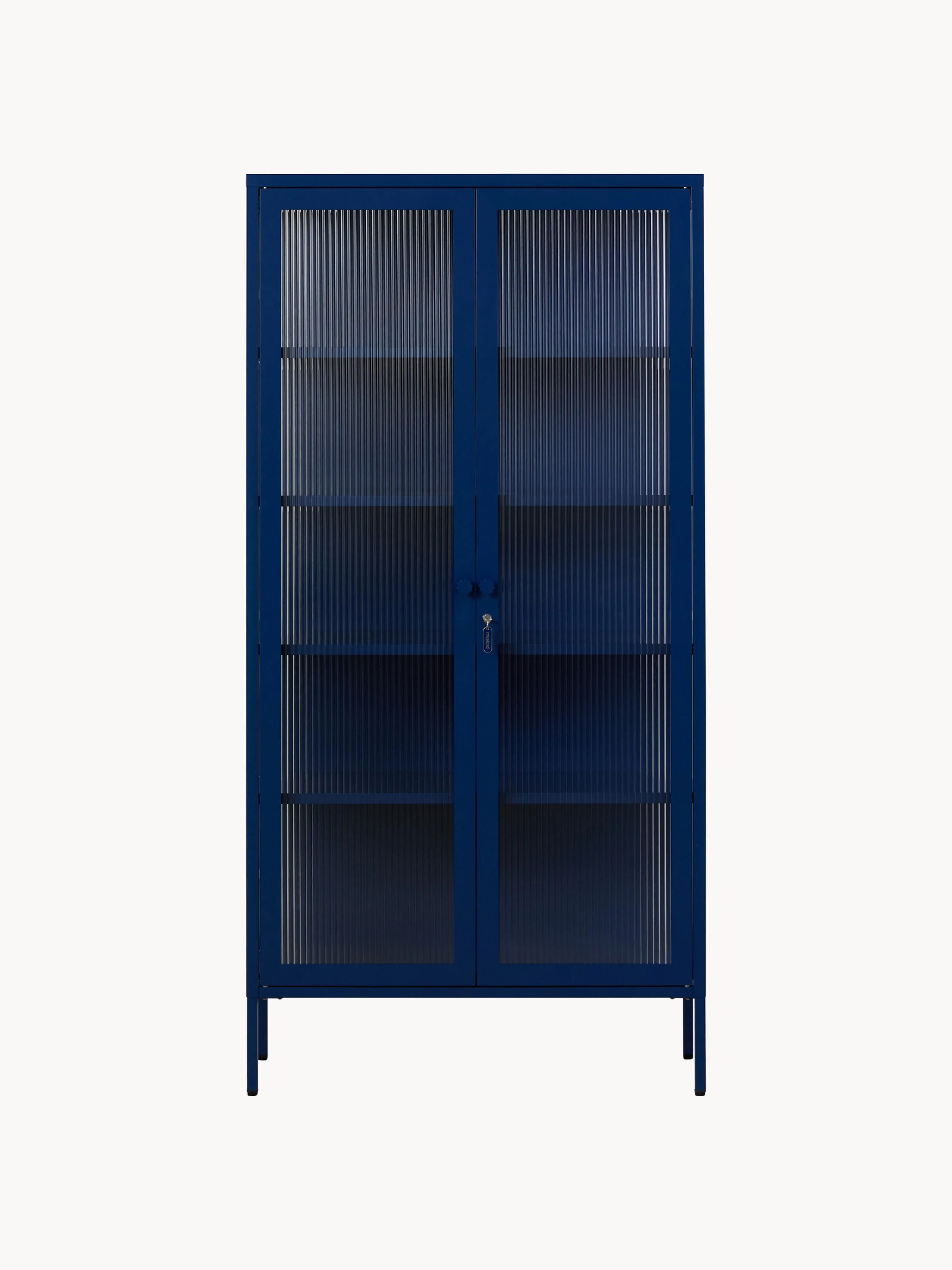 Metalen vitrinekast The Collector met geribbeld glas