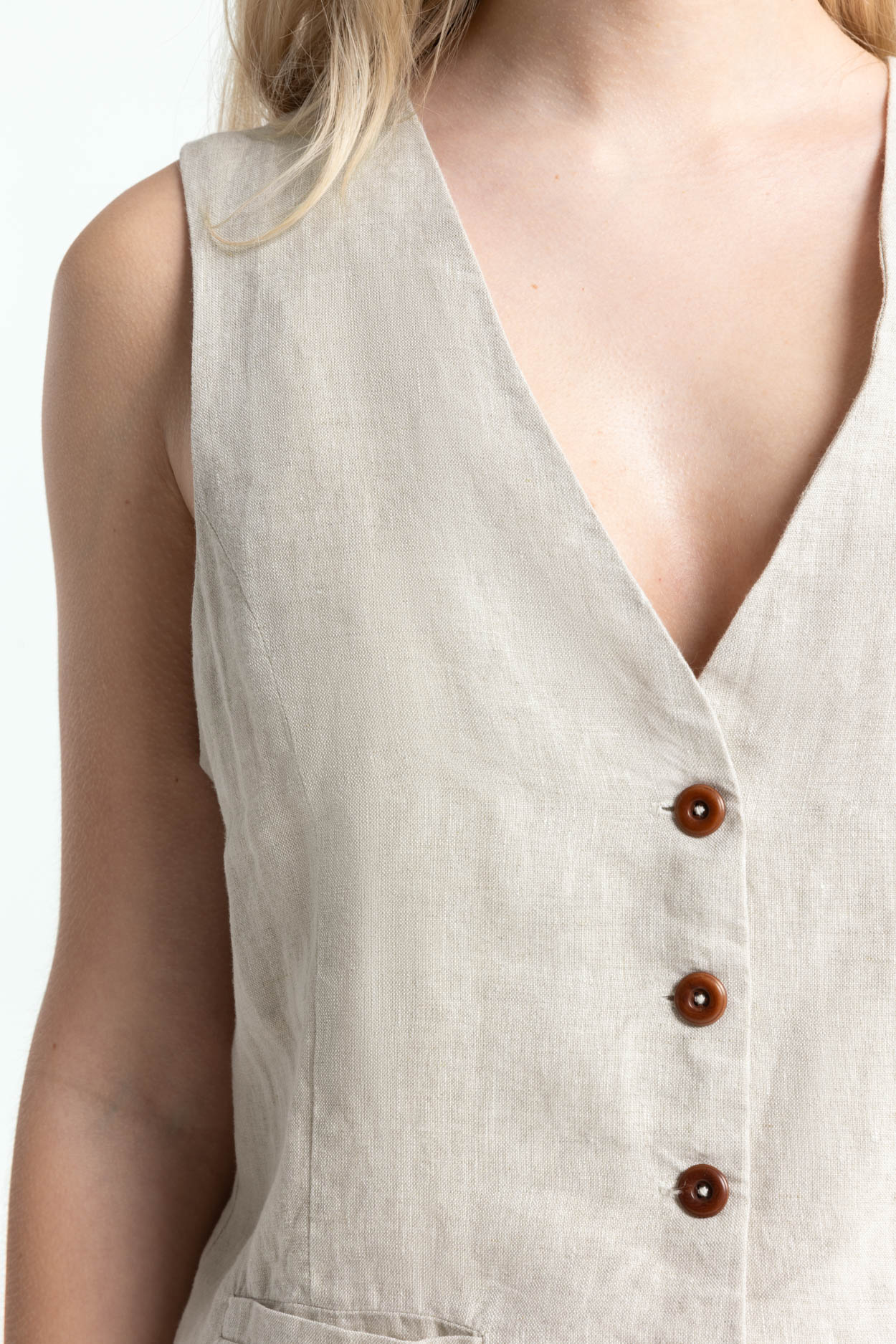 Kings Of Indigo Weste Lucia Undyed Linen