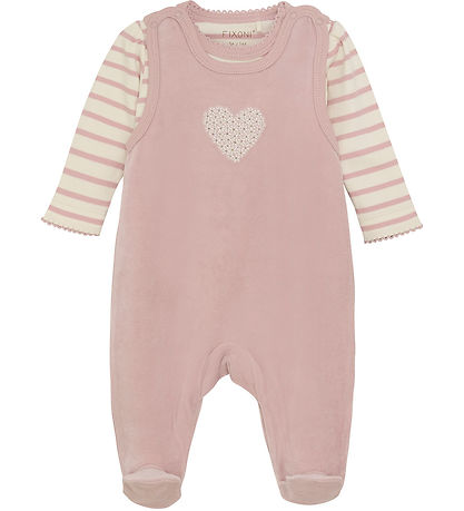Fixoni Strampler m. Body l/ä - Velours - Shadow Grau