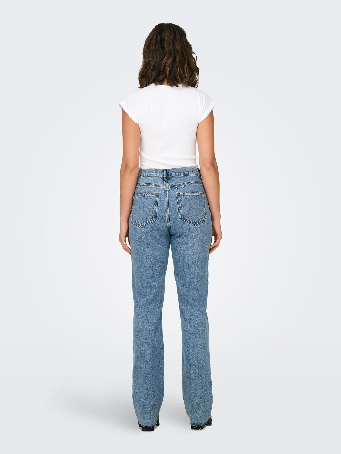 ONLRILEY Hohe Taille Gerade geschnitten Jeans Medium Blue Denim