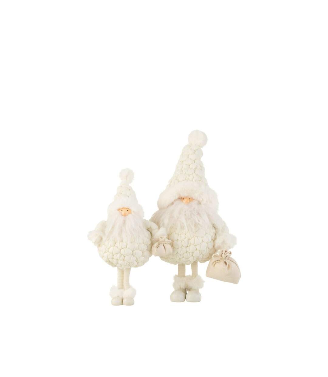 Paris Prix - Statuette Déco Père Noël pochon 47cm Blanc
