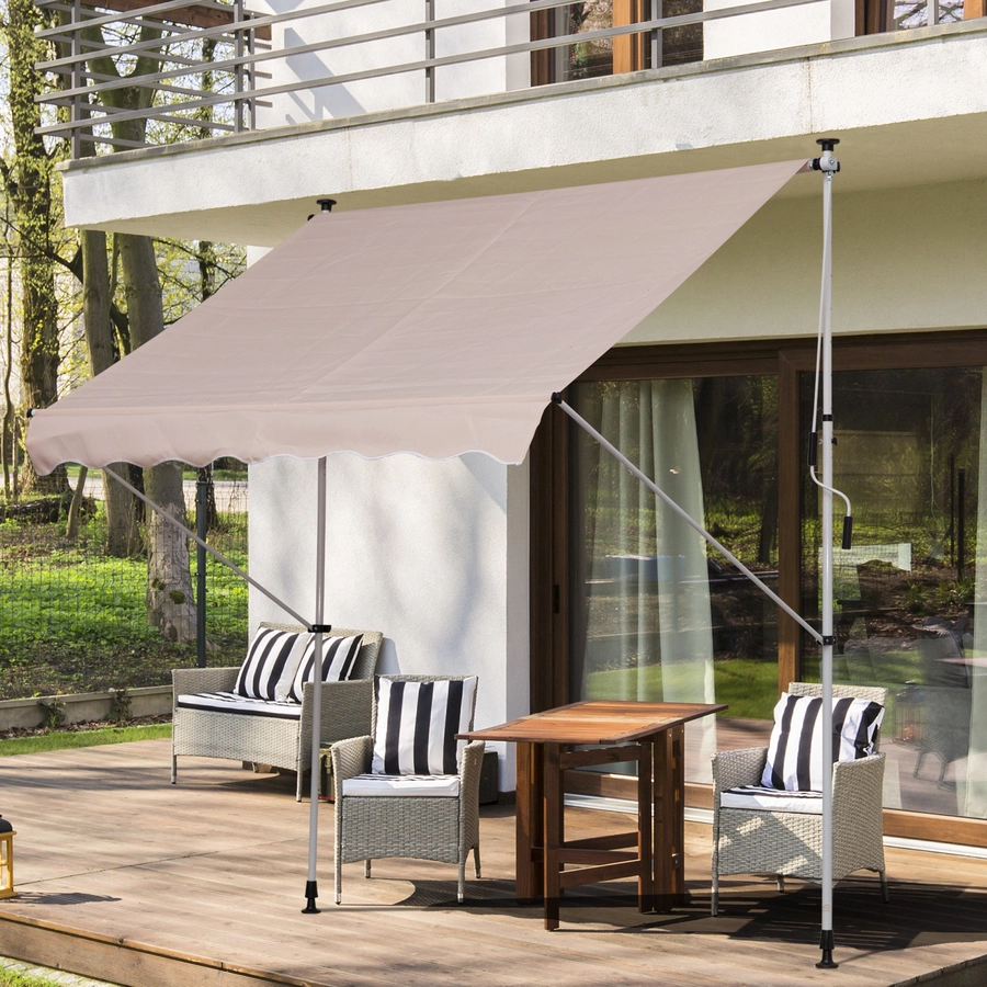 Outsunny Klemmmarkise mit Handkurbel beige