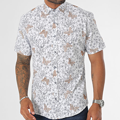 Chemise Manches Courtes Blanc Floral