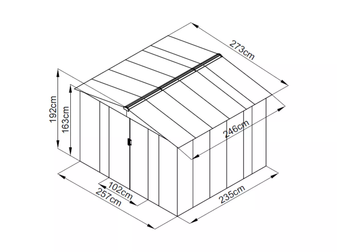 Abri de jardin métal en acier galvanisé gris 6.71 m² LINUS