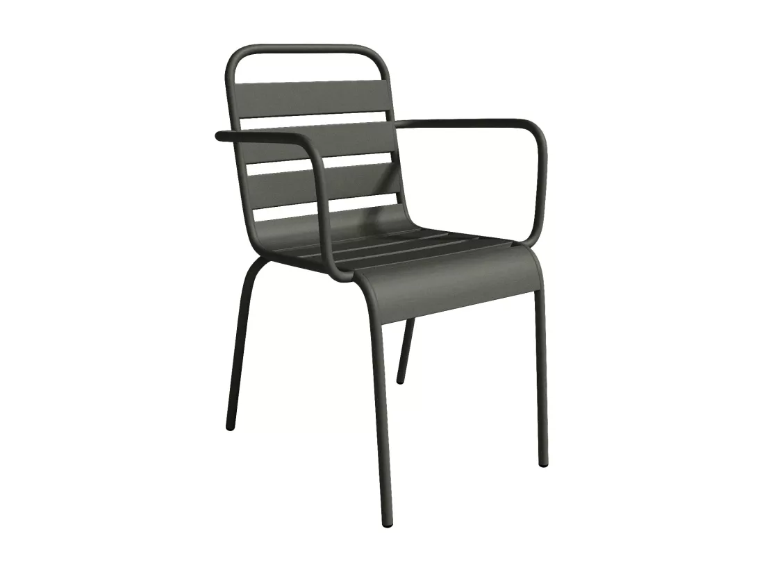 Lot de 2 fauteuils de jardin empilables en métal - Gris anthracite - MIRMANDE de MYLIA