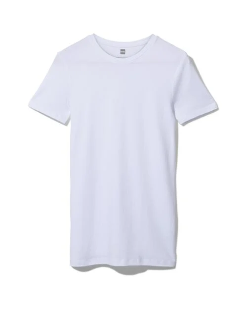 t-shirt homme slim fit col rond - extra long avec bambou blanc