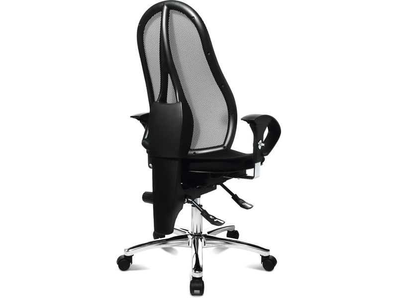 Topstar Bürostuhl Sitness 15, Schwarz Fitness-Drehstuhl mit balancierender Sitzfläche in Netz-Optik