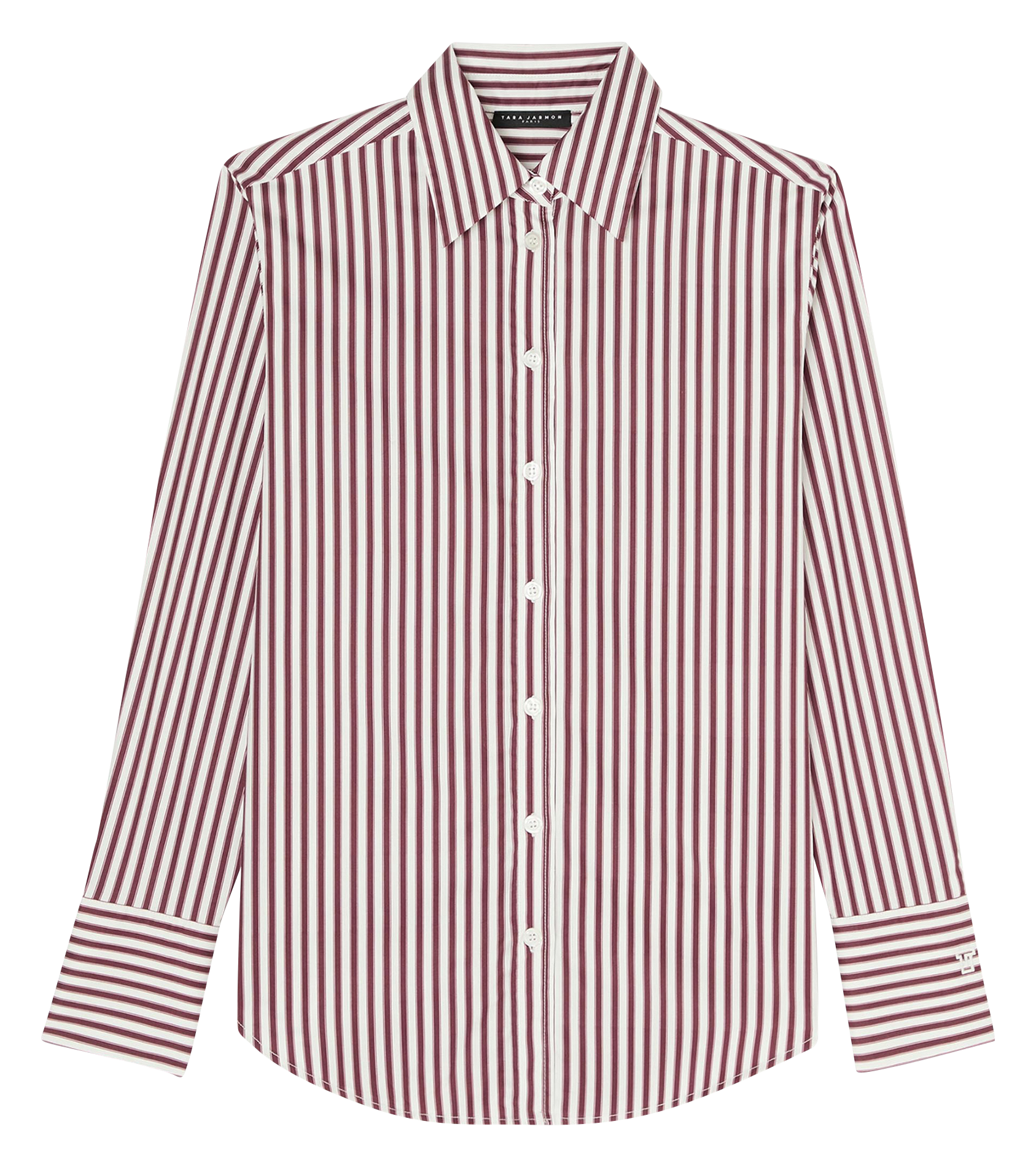 CLARISSE - Chemise droite en coton rayé | Rouge