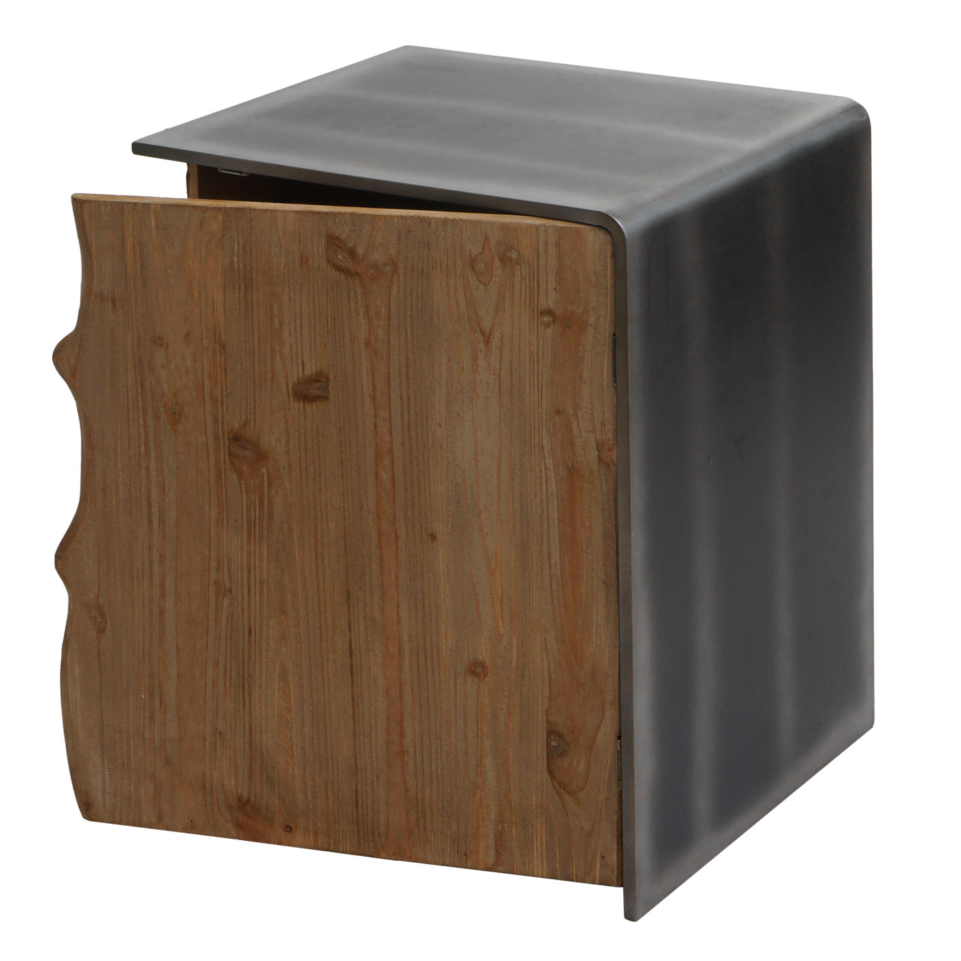 Beistelltisch MCW-L76, Kommode Nachttisch Schrank, Industrial Massiv-Holz MVG 60x50x40cm, natur mit Metall-Optik